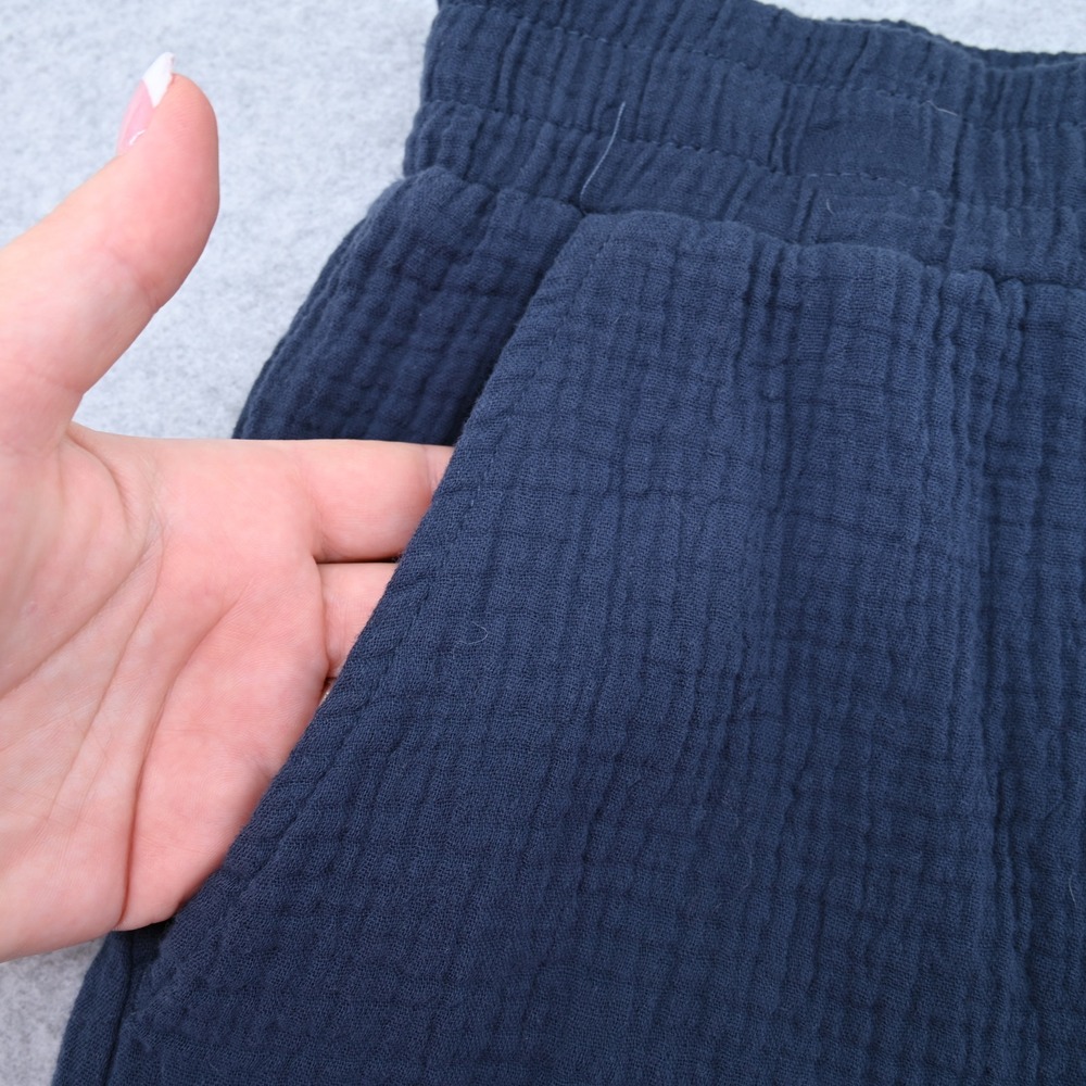 100% Cotton C&C California Blue Gauze Relaxed Lounge Shorts XL High Rise Pocket - Picture 4 of 10